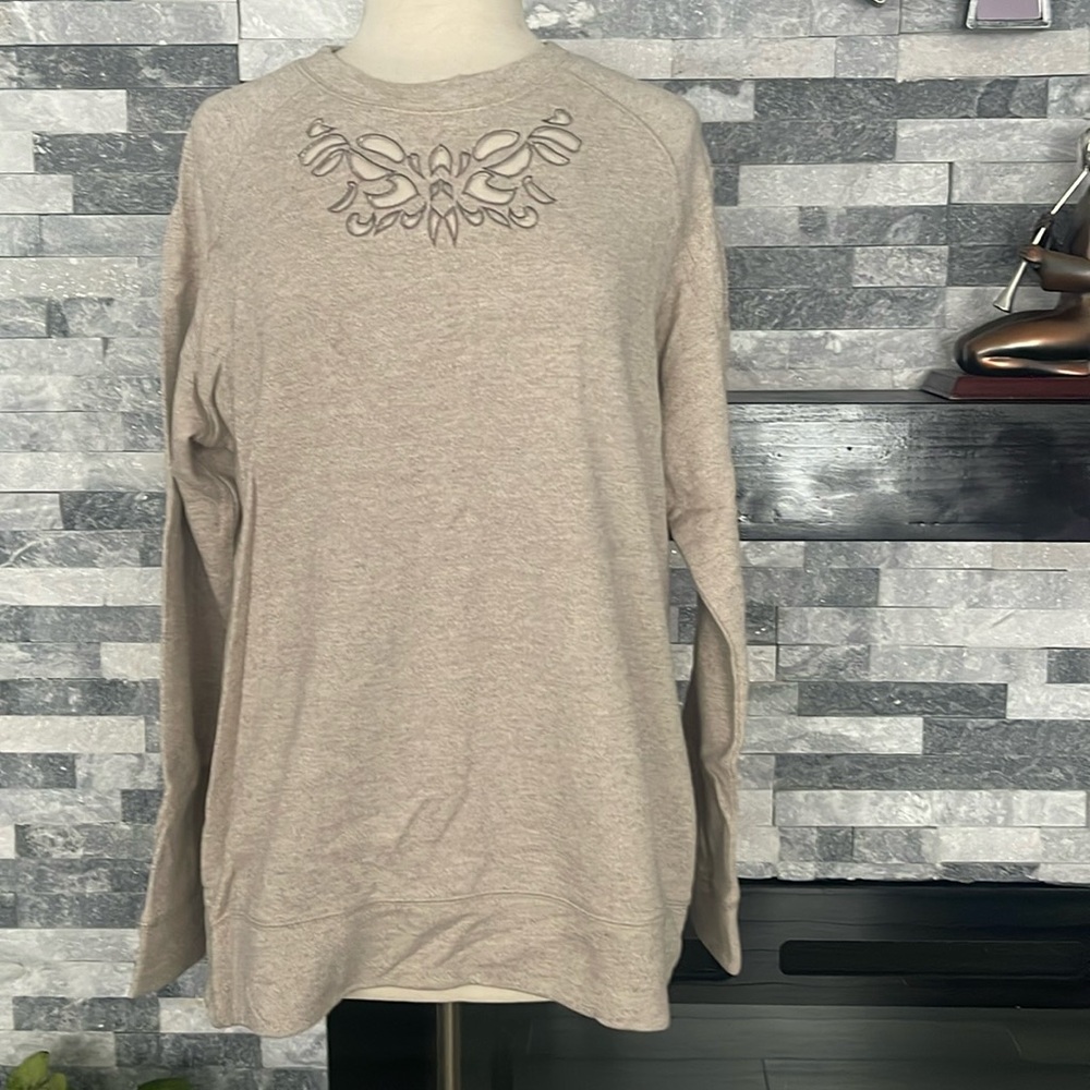 Soft Surroundings cut out floral sweatshirt side zip Size L